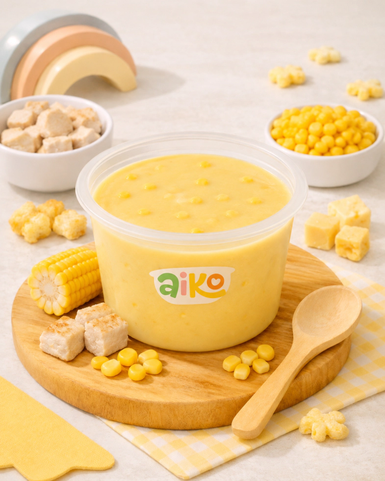 Produk Cream Soup varian Ayam Jagung Manis AIKO.