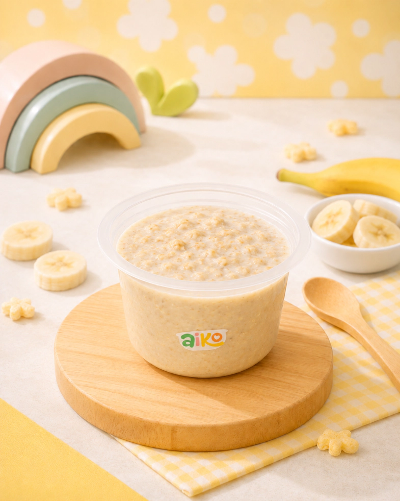 Produk Oatmeal varian Pisang AIKO.